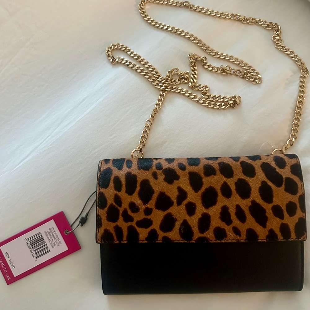 Vince Camuto Fayna Leopard Black Clutch & Crossbody